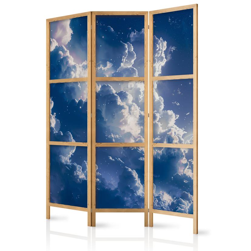 Japanischer Paravent, Raumteiler freistehend, Trennwand - Starry Delicate Clouds