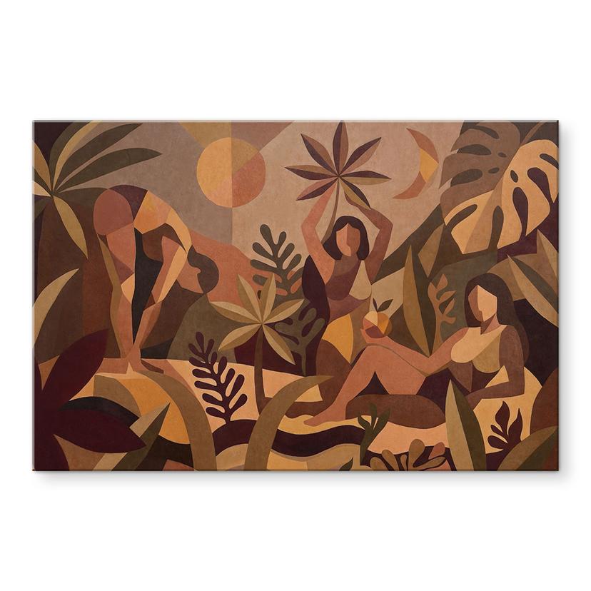 Stampa su vetro Amber Flora - Donne nella foresta pluviale - Sir Edward x Grigory Gladarev