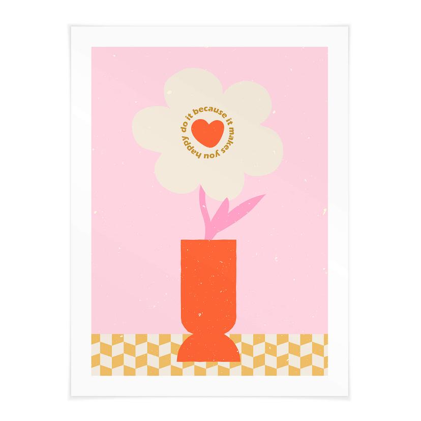 Póster NKTN - Flor retro: Hazlo porque te hace feliz