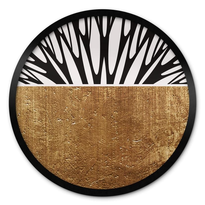 Póster Kubistika - Árbol de la Vida - Oro - Redondo
