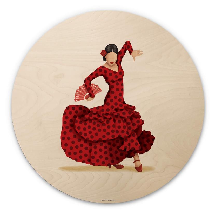 Tohmé Billede af træ - Flamenco - Rund