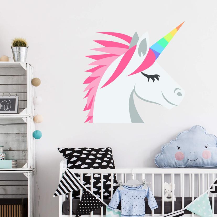 Muursticker Emoji Unicorn