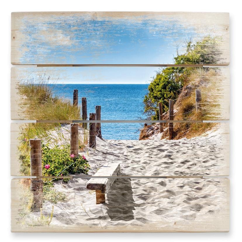 Cuadro de madera vista litoral - 40x41,5 cm