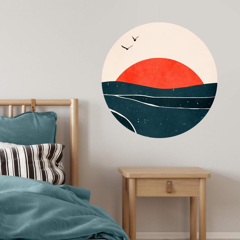 Wall Sticker Kubistika - Sunset and Birds