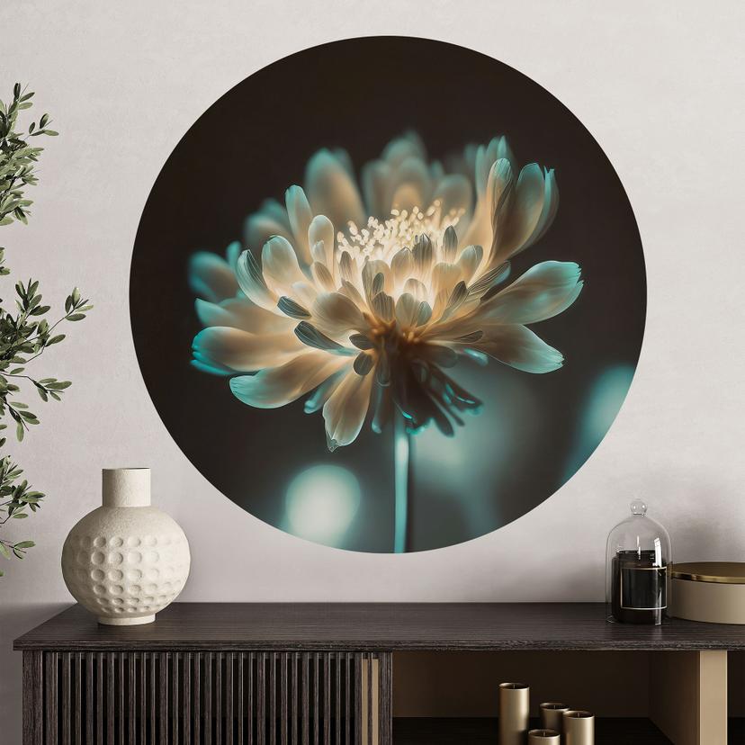 Wallsticker med blomster Skinnende blomsterhjerte - Treechild - Rund