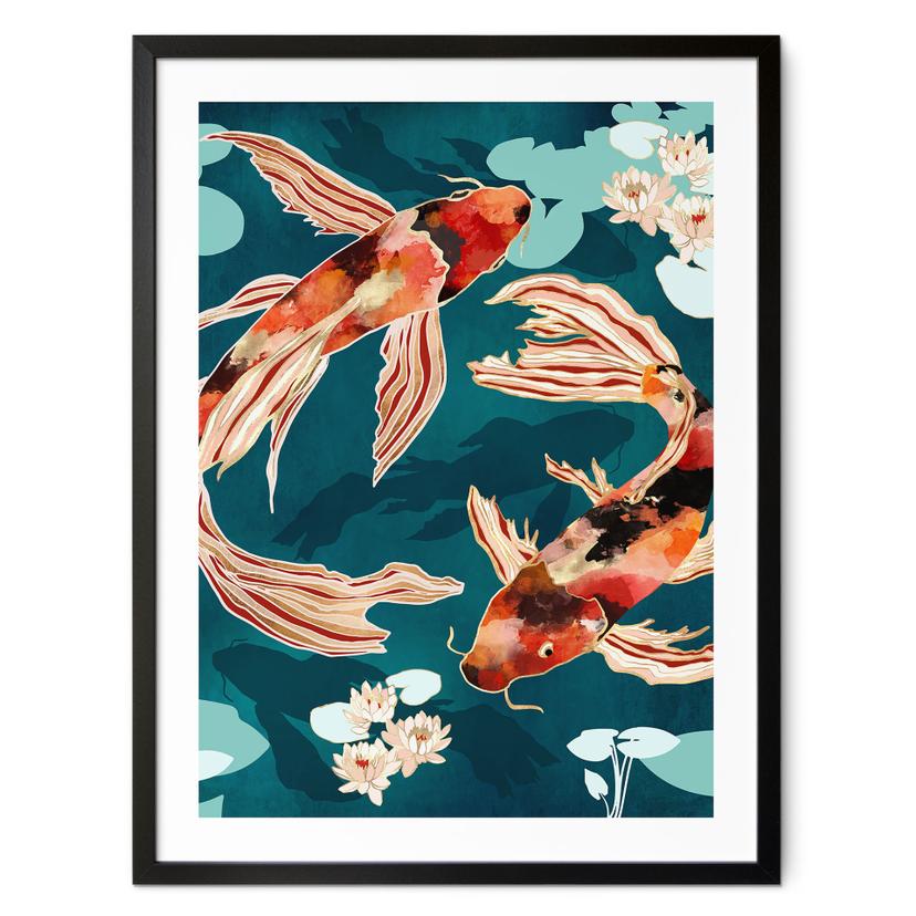 Póster Dos koi en un estanque - SpaceFrog Designs