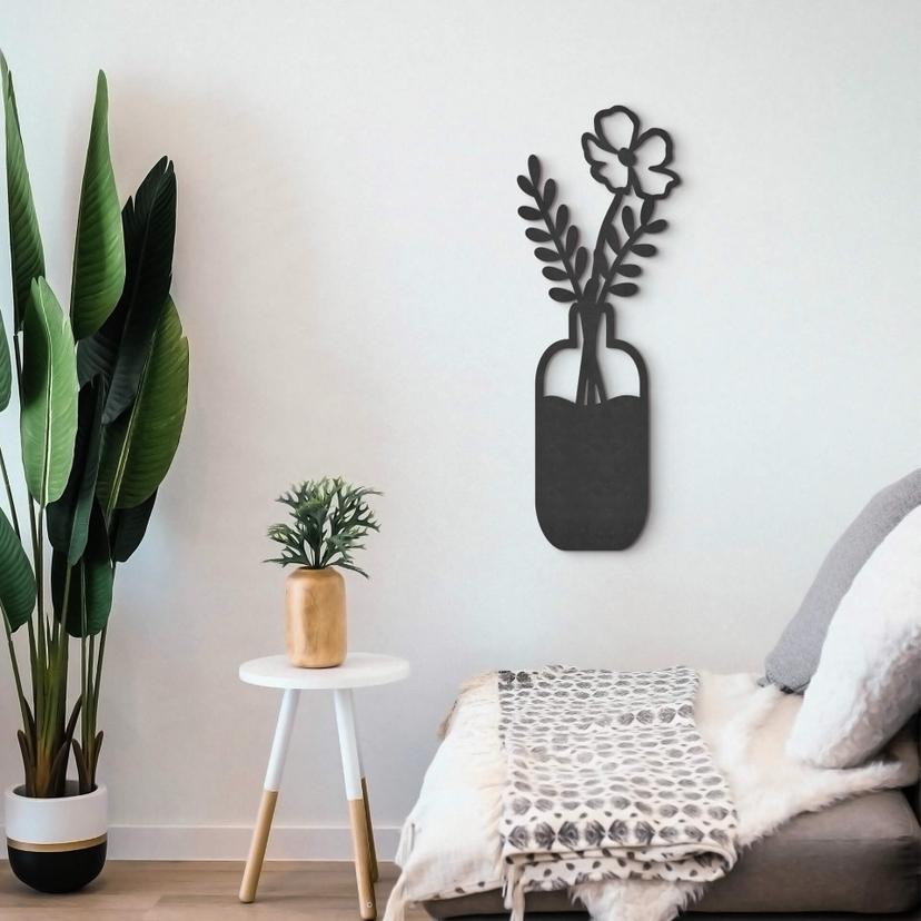 MDF decoración de la pared flores en florero