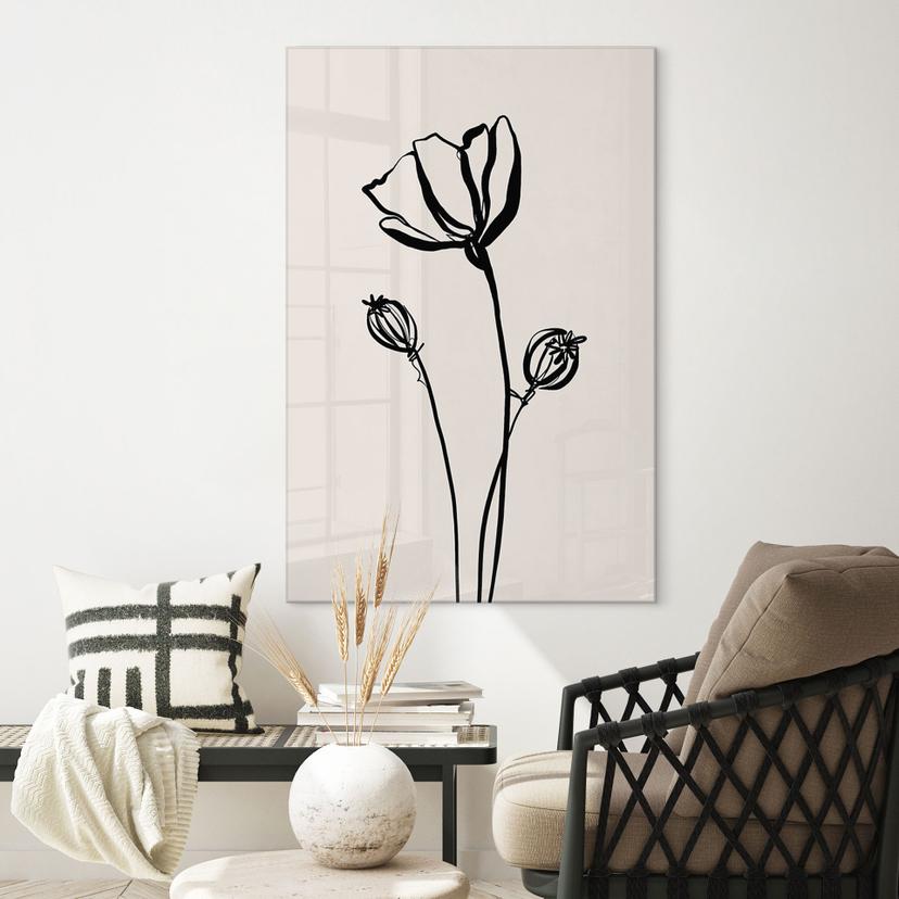 Quadro in vetro acrilico Line Art Poppy - Cats & Dotz