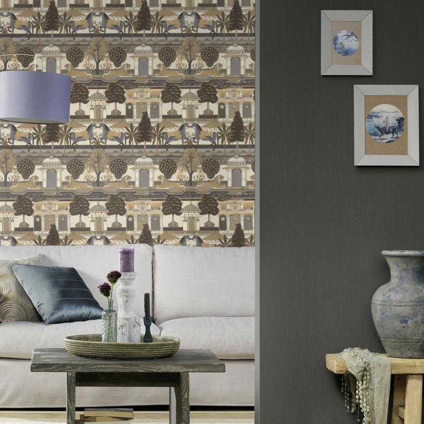 Rasch non-woven tapet, vægbeklædning indisk stil lys beige