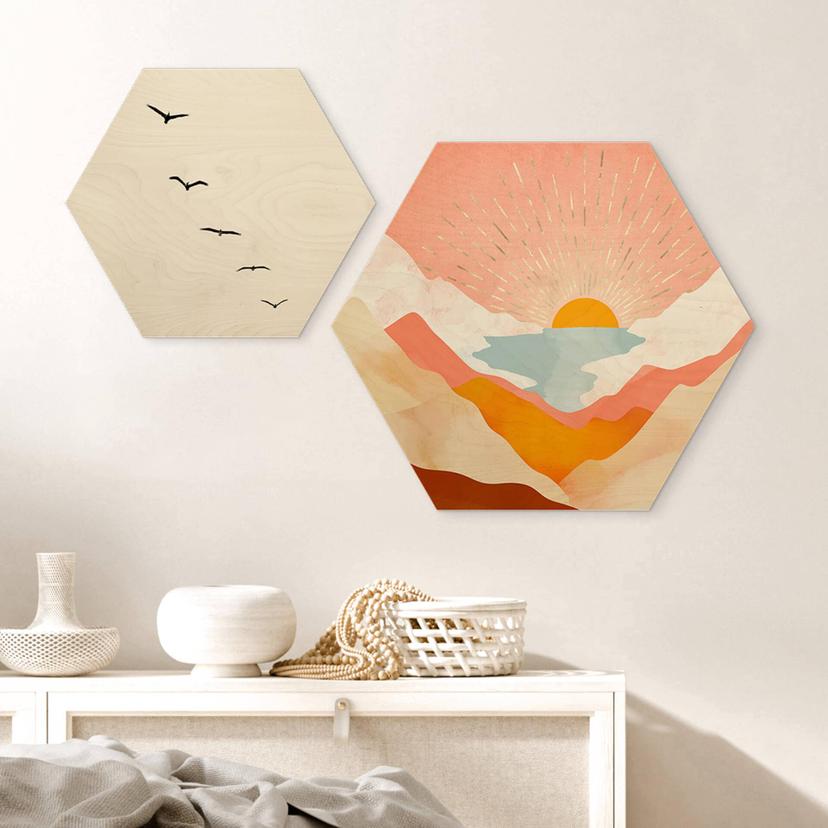 Holz Wandbild SpaceFrog Designs - Sommertag - Hexagon