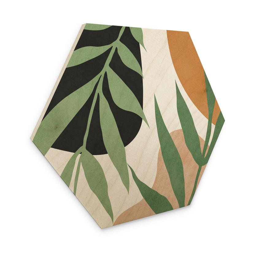 Sekskantet Billede af træ Grønne grene i junglen - Costa