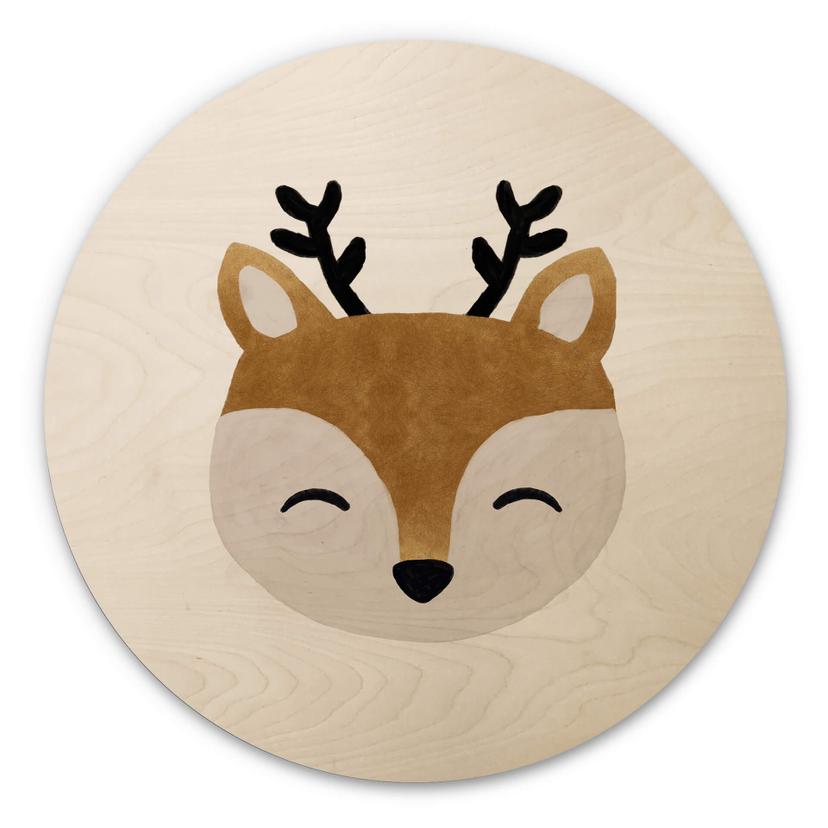 Væg cirkel træ Orara Studio - Cute Reindeer