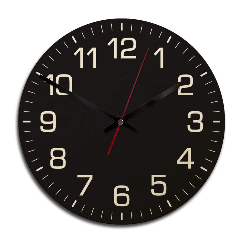 Horloge murale en bois - Classique noire avec minutes
