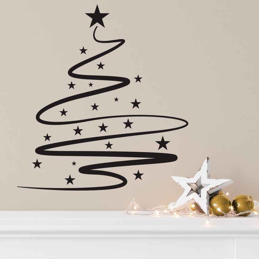 Adesivo murale Linea d'arte dell'albero di Natale