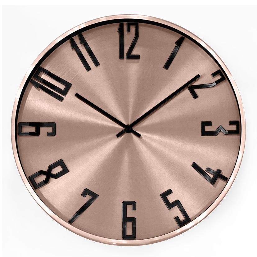 Moderne Wanduhr im Metallic-Look aus Aluminium, roségold | Ø 30 cm