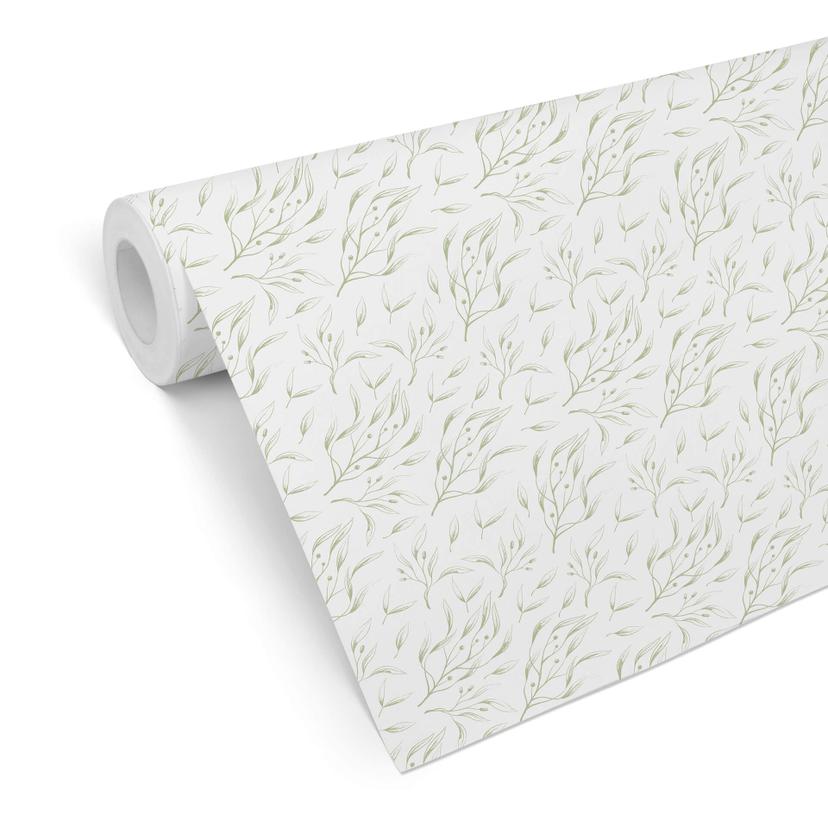 Papier peint à motifs Rameaux d'olivier vert