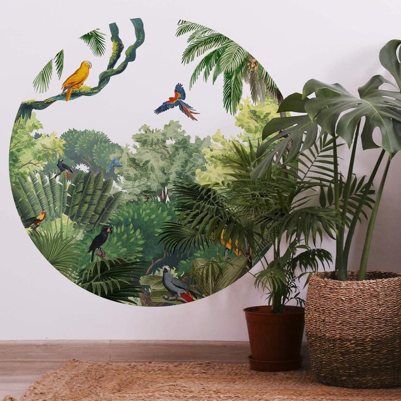 Sticker mural Kikki Belle - Oiseaux tropicaux - Rond