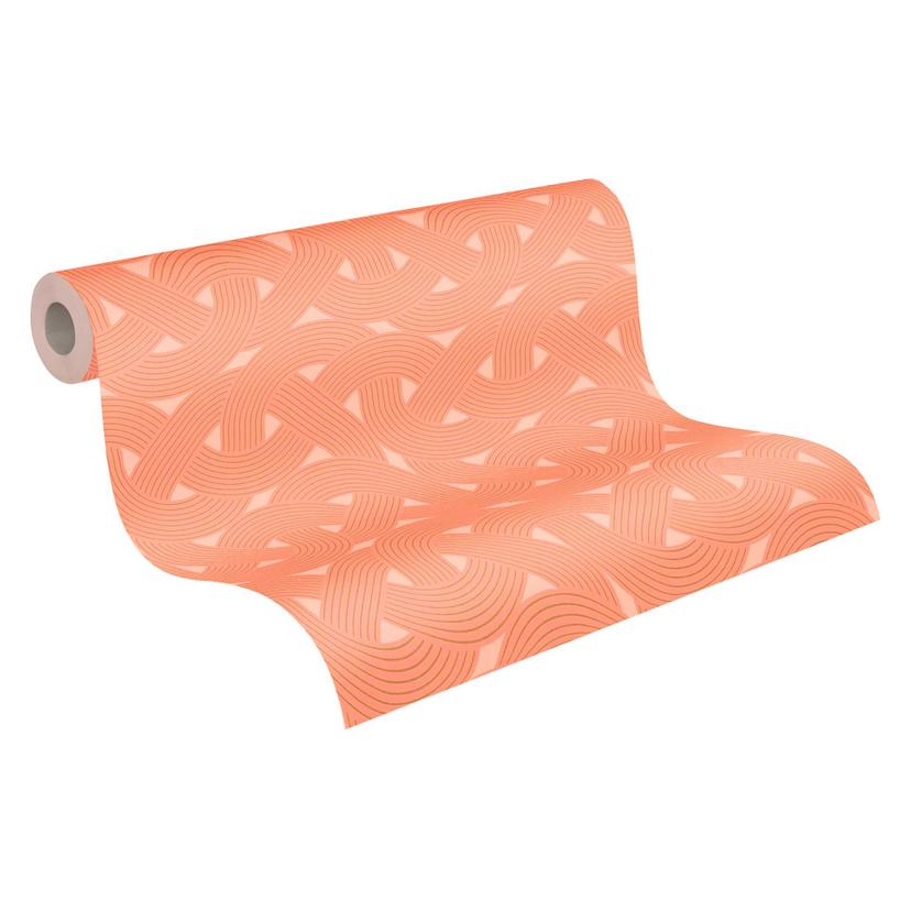 Papel pintado no tejido de estilo art déco marrón anaranjado - papel pintado gráfico con motivo de l