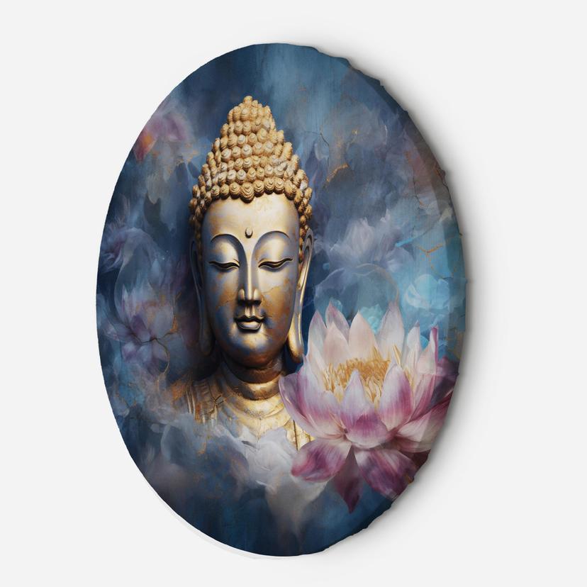 Rundt lærredsbillede Buddha og zenblomster