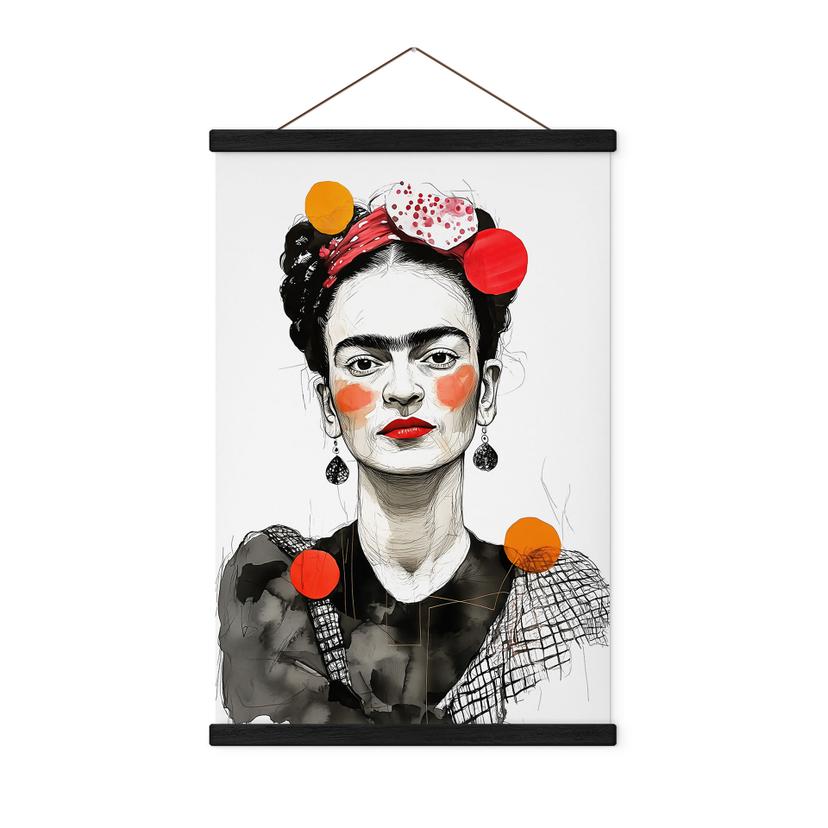 Tekstil plakat Frida Kahlo pop art portræt - Jaszke