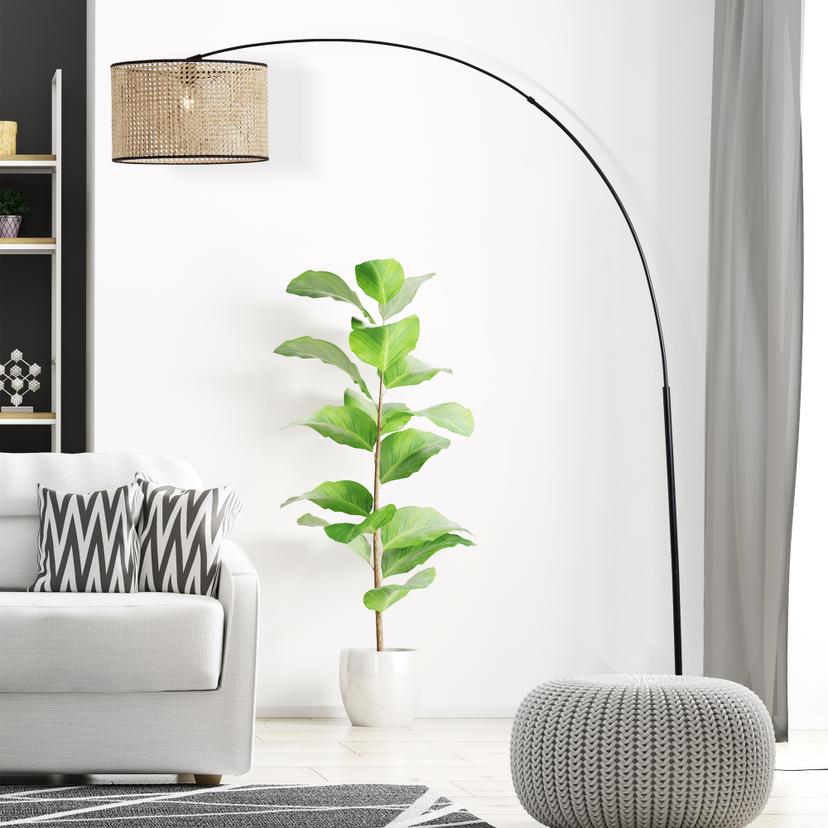 Bogenstandleuchte Toni, beige, 200 x 160 cm, Rattan Innenleuchte