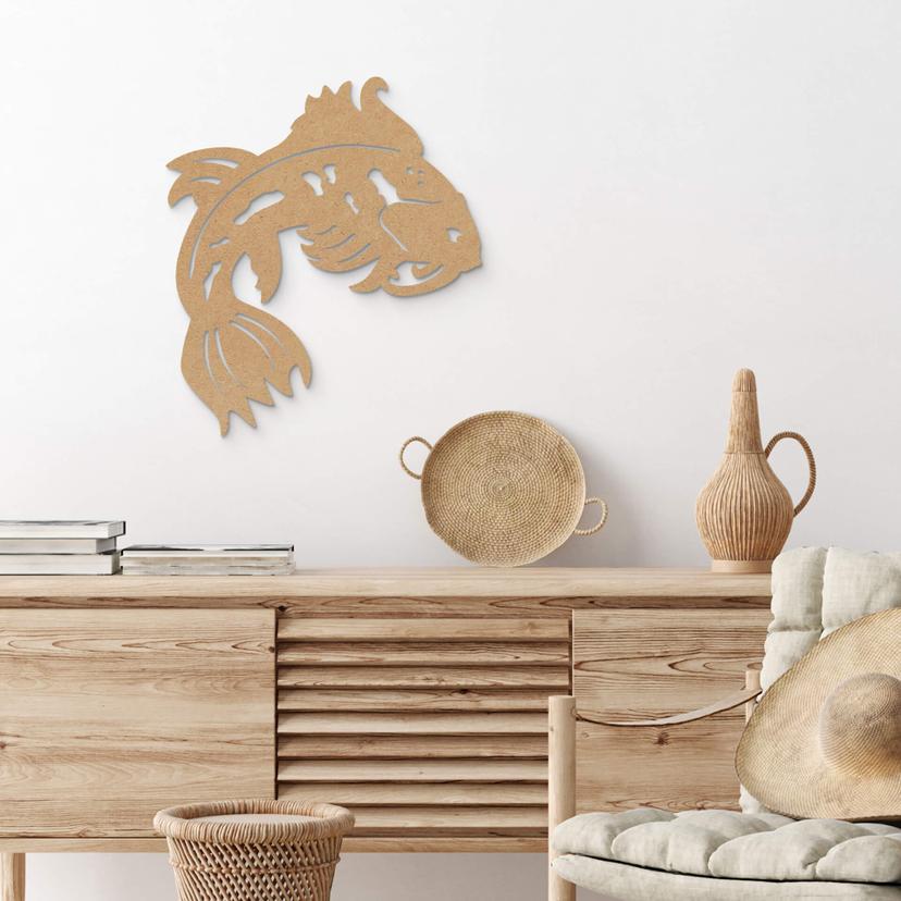 Decoración en madera Koi japonés - MDF nature