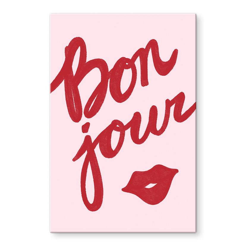Tableau sur verre acrylique Bonjour avec bouche à baiser - Fritsch