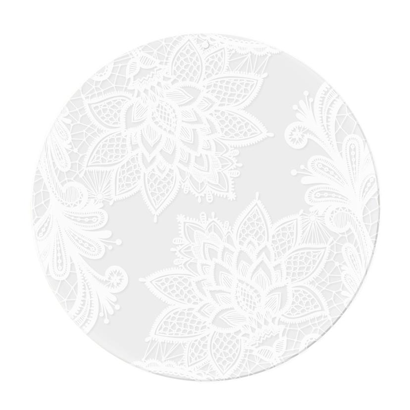 Stampa su acrilico, quadro per finestra da appendere Mandala fiori in pizzo look - Rotondo