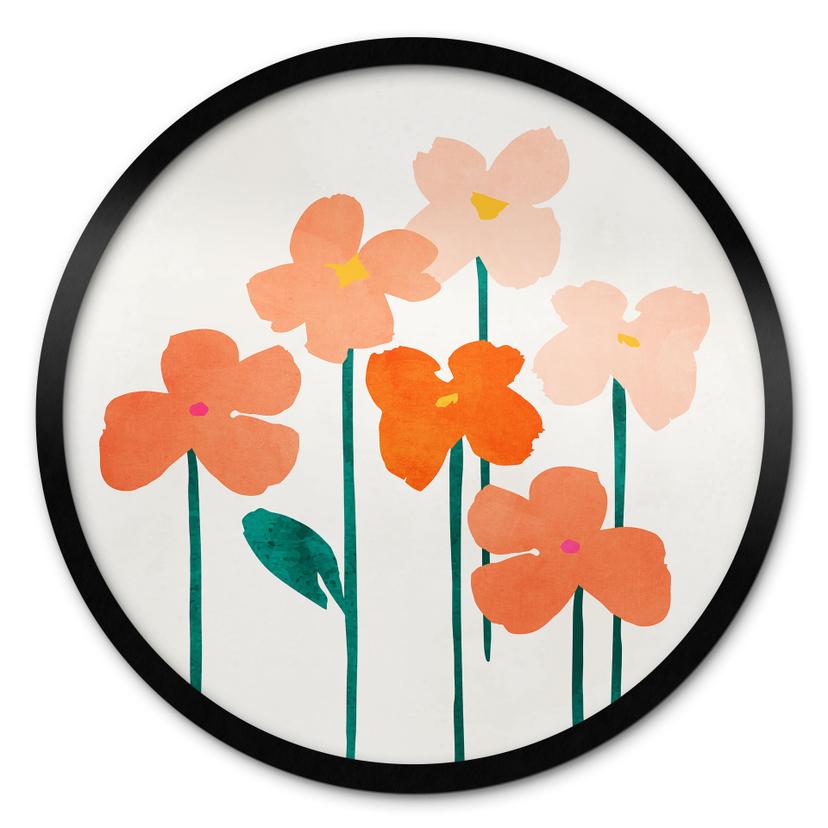 Plakat Små blomster i ferskenfarver - Kubistika