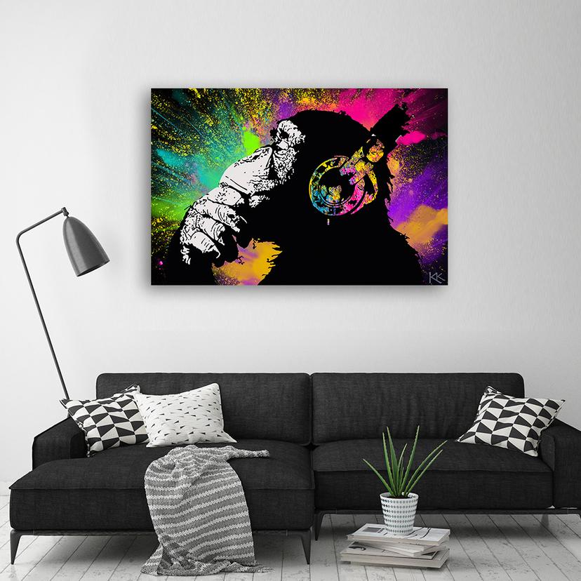 Stampe su tela, Banksy scimmia colorata