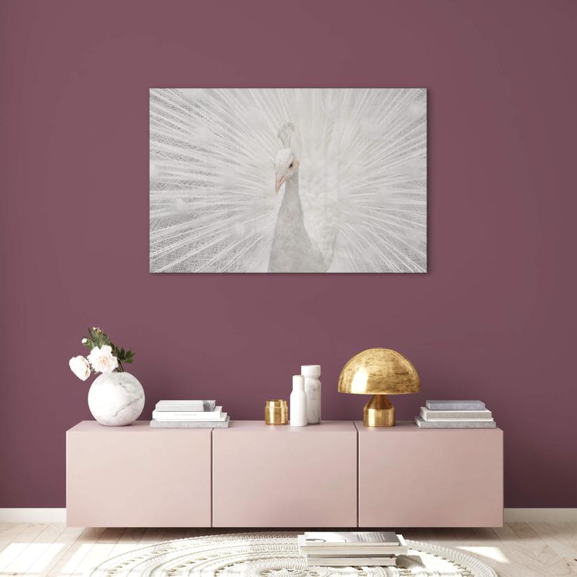 Tableau sur verre acrylique Fegari - Paon blanc