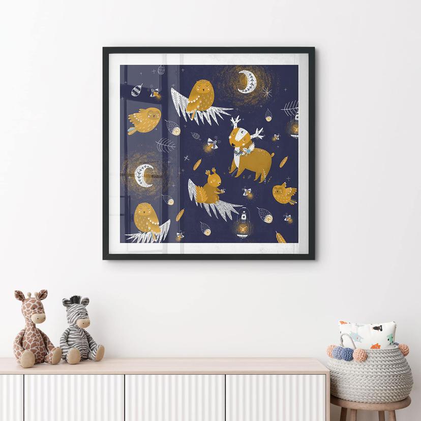 Póster animales del bosque de noche - UN Designs
