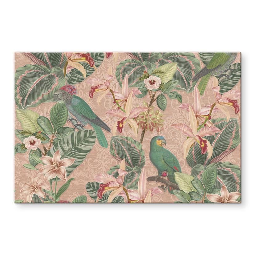 Pannello paraschizzi con pappagalli rosa - Bloomery Decor