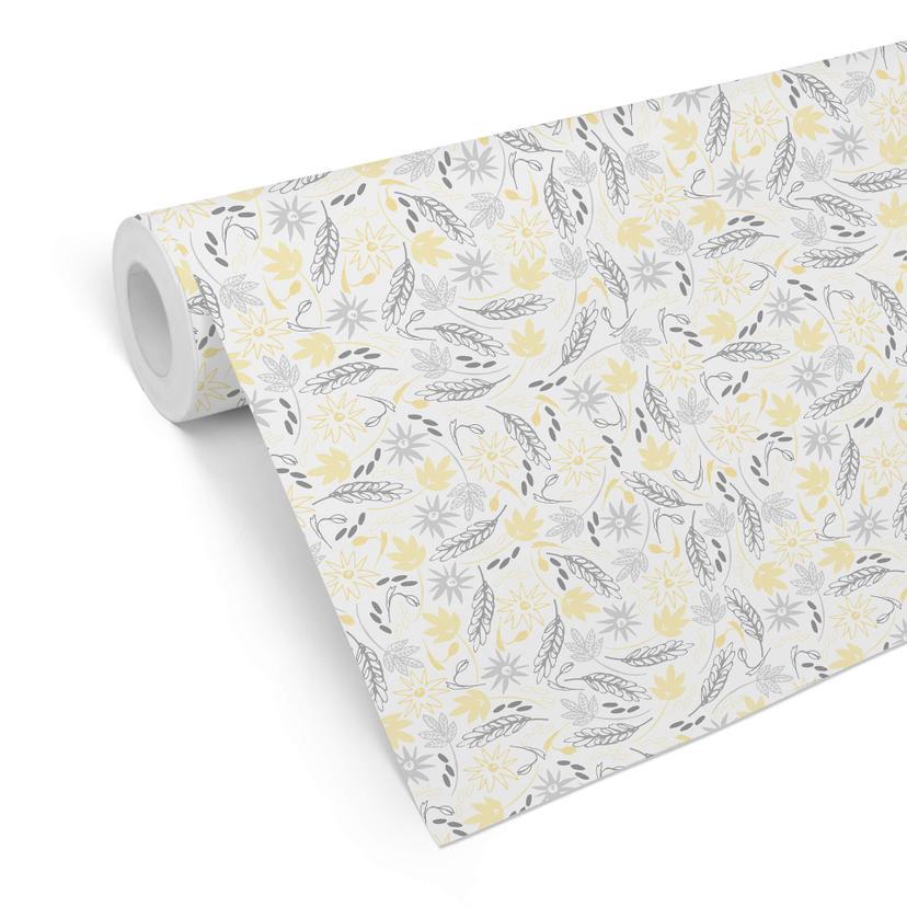 Papier peint à motifs Dans le champ de blé jaune, gris