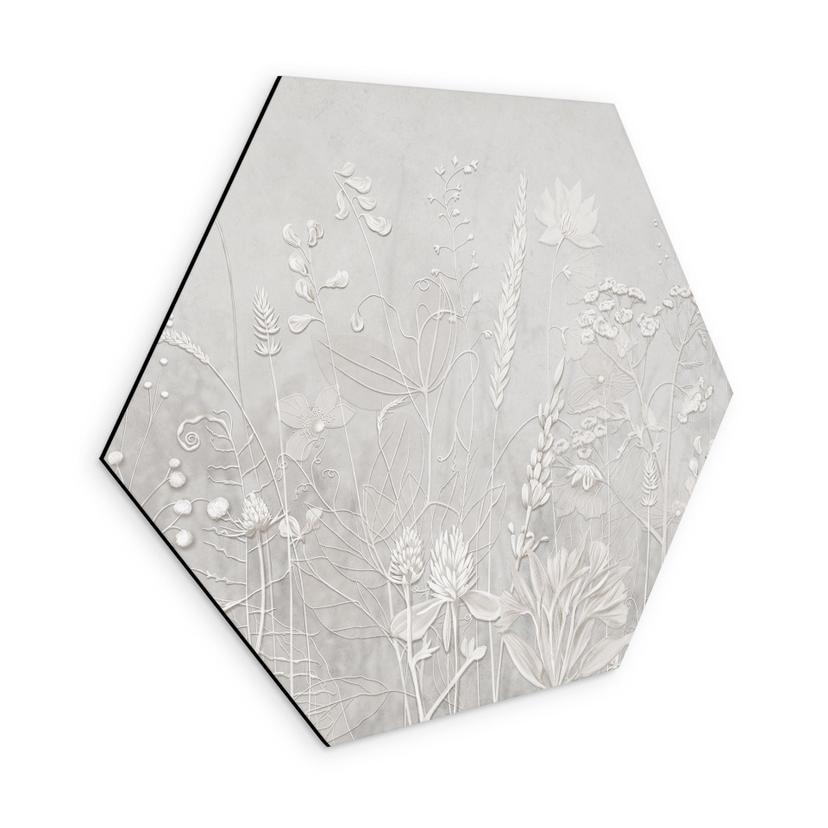 Wanddecoratie in wit met zeshoekig design - Ms Tiff - Alu-Dibond