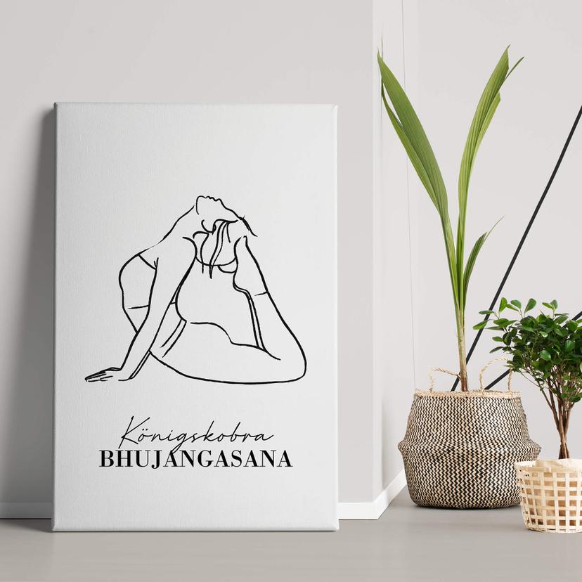 Lienzo Yoga - King Cobra Line Art