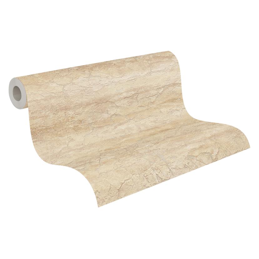 Papel pintado no tejido Tamika Raw Heritage efecto piedra beige crema - pared aspecto escayola pasil