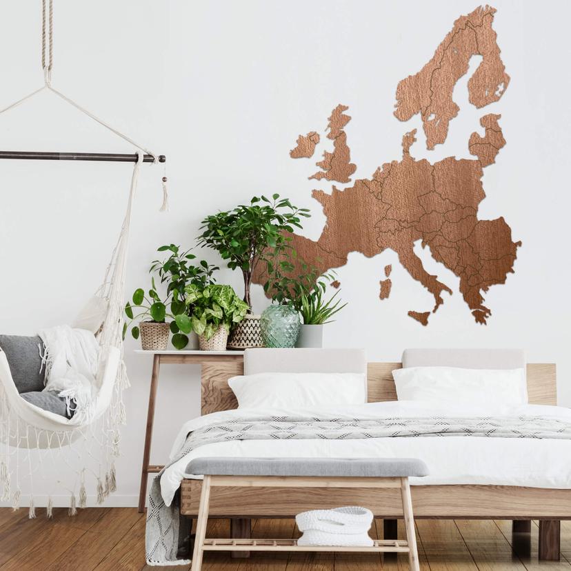 Trækunst - Mahognifinér - Europakort
