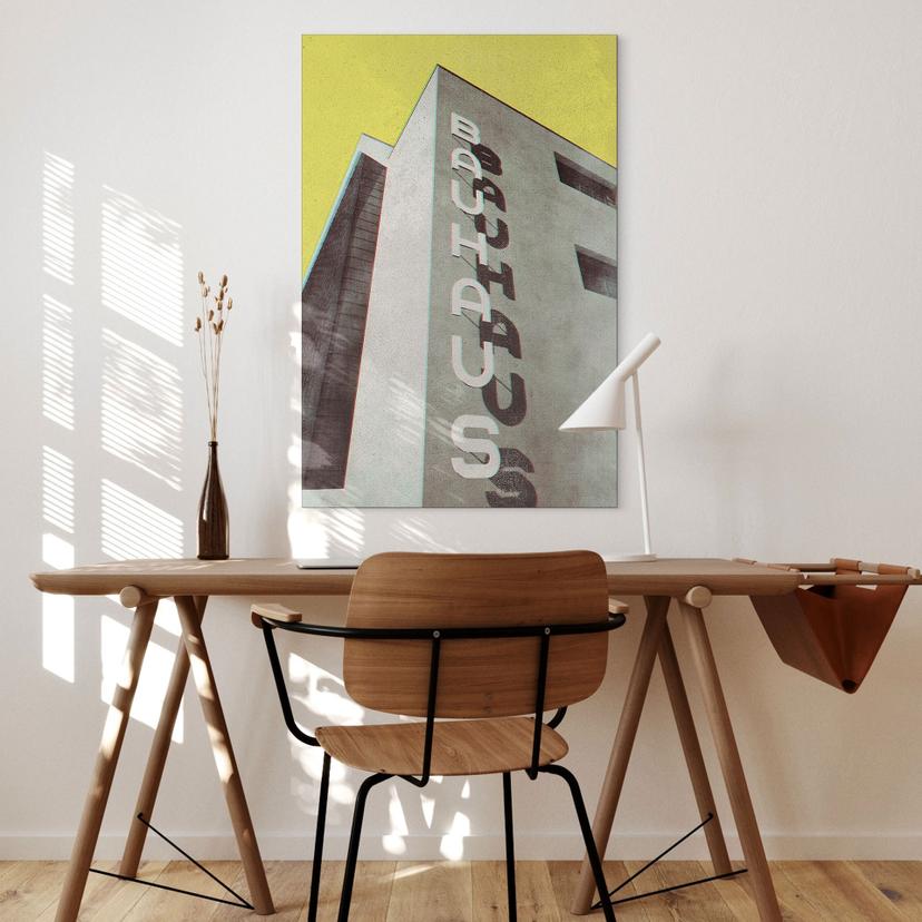 Stampe per pareti dell'architettura vintage Bauhaus Dessau - Blursbyai - alluminio dibond