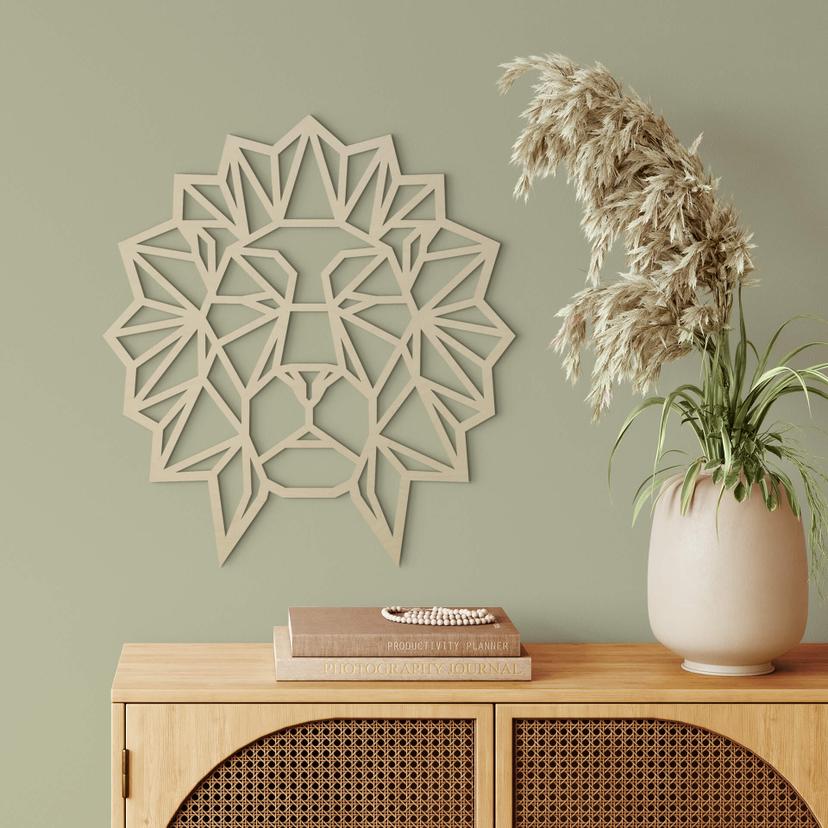 Arte en madera de álamo - Cabeza de león de origami
