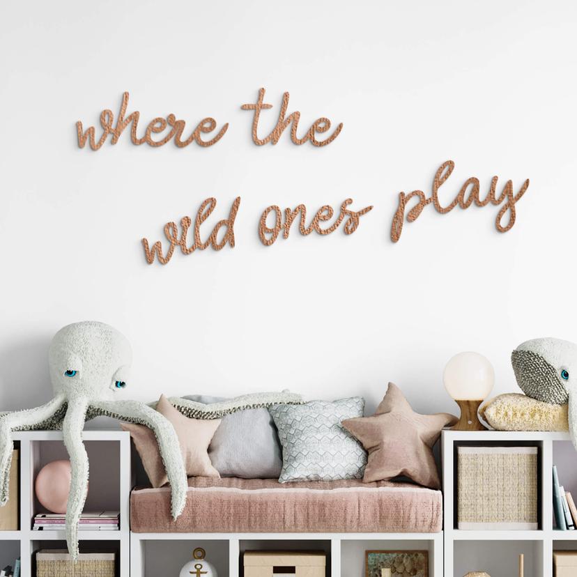 Træ vægdekoration mahogni finer Where the wild ones play