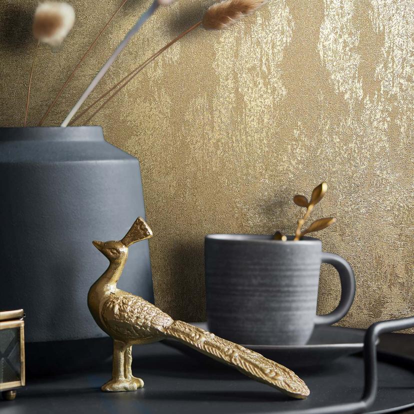 Ikke-vævet tapet betonlook metallook moderne blankt i guld