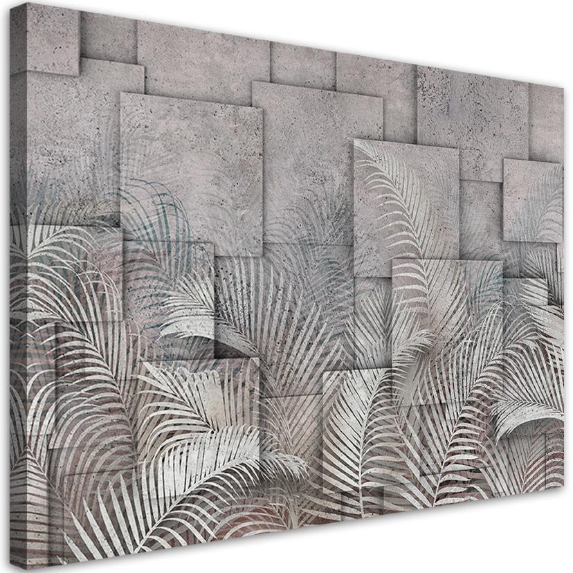 Canvasbillede, 3D palmer blade beton tekstur