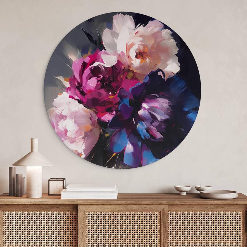Tableau sur alu-Dibond rond Treechild - Vintage Flowers