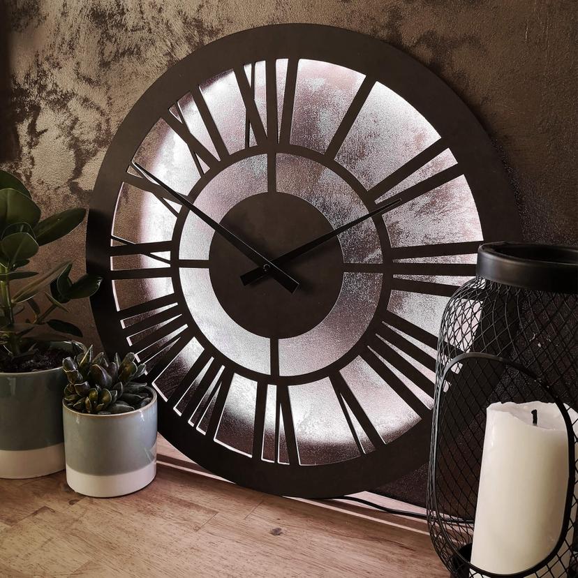 Décoration lumineuse LED en MDF - Horloge classique