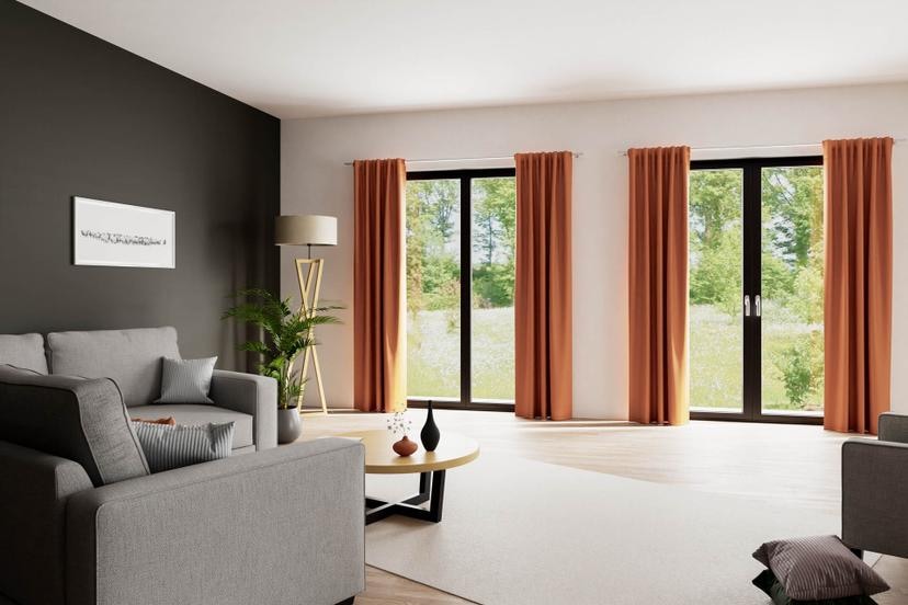Homing Fertigschal mit verdeckten Schlaufen Galdin ziegel -  2,45 x 1,4 m