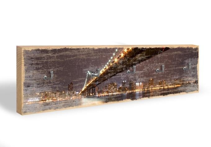 Sleutelbord Manhattan Bridge at Night 01 + 5 Haken