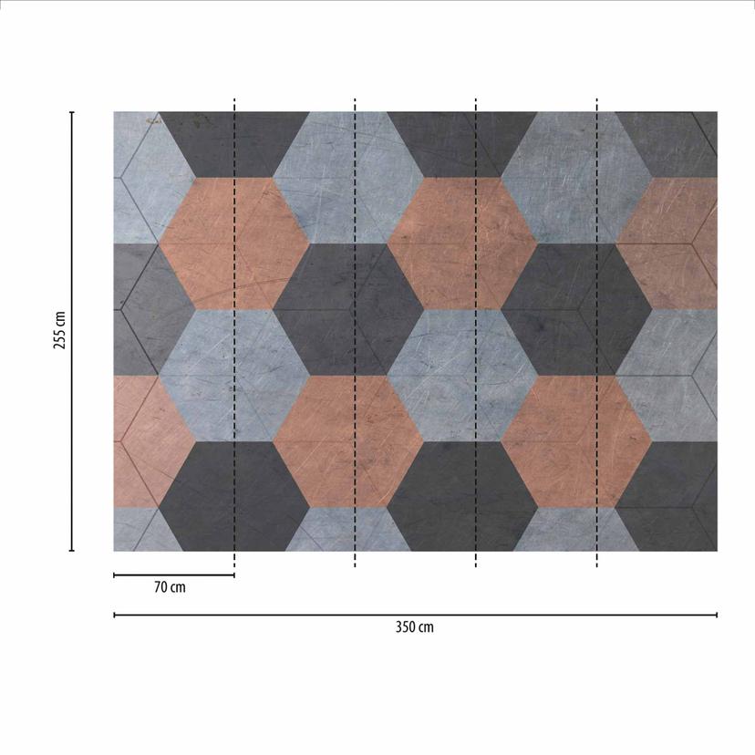 Papel pintado con motivos gráficos Hexago2 en beige grisáceo - Papel pintado tejido-no tejido Design