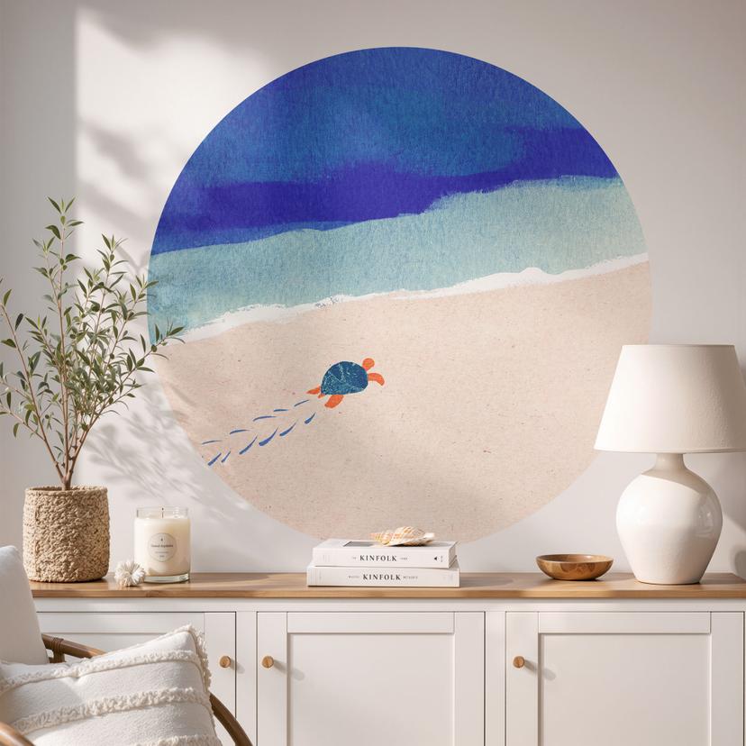 Wallsticker Liten sköldpadda vid havet - Rivers - Rund