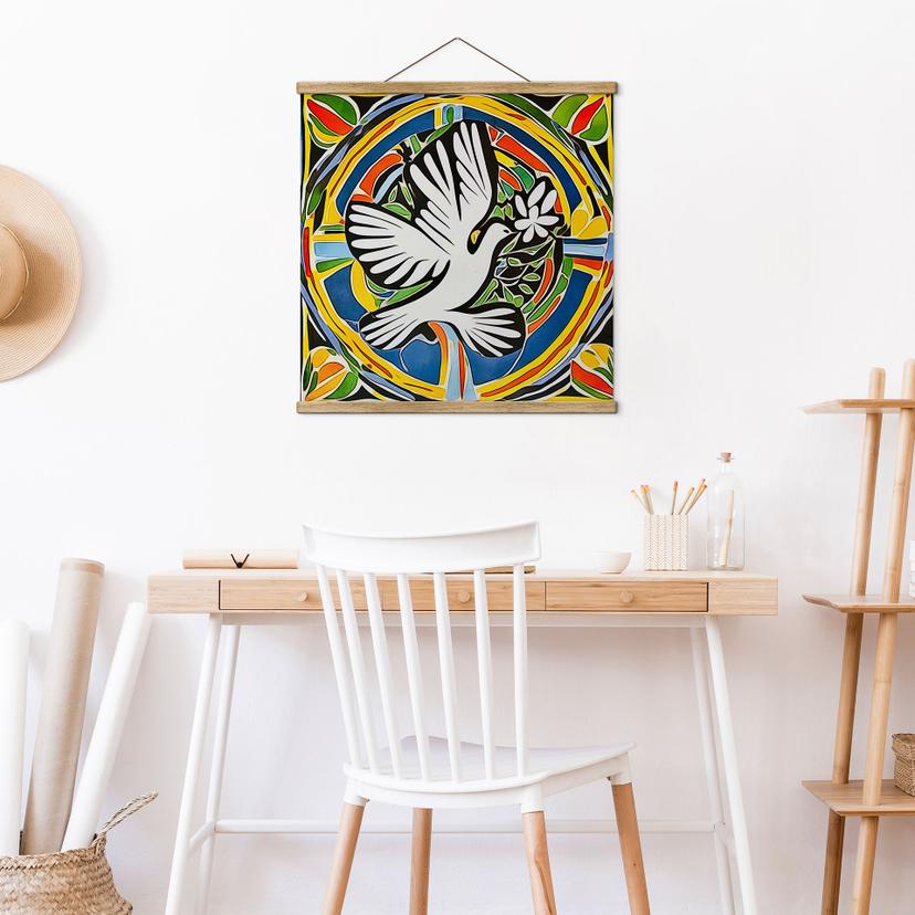 Poster tessile Colomba colorata della pace - Ispirata a Matisse - Zamart